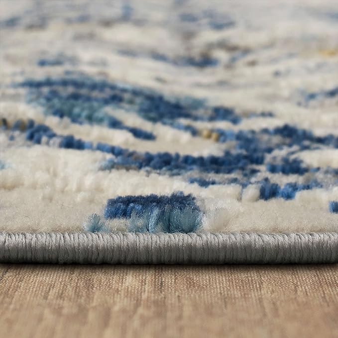 Mohawk Home Invati Traditional Floral Ornamental Royal Blue 2' x 10' Area Rug Perfect for Living Room, Dining Room, Office