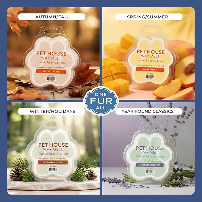 One Fur All Pet House Sugar Cookies Scented Wax Melts, Natural, Plant Based Soy Wax Melts for Pet Odor, Long Lasting Fragrance for Fresh Smelling Homes