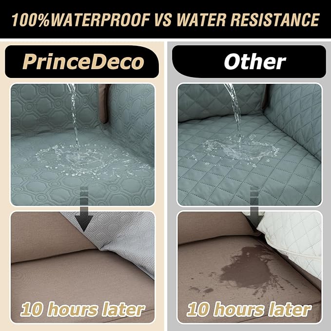 PrinceDeco Large Couch Covers for Oversized Sofa 3 Cushion Couch Sofa Cover for Dogs Water Proof Furniture Protector Cover with Elastic Straps for Pet (Oversized Sofa, Lily Pad)