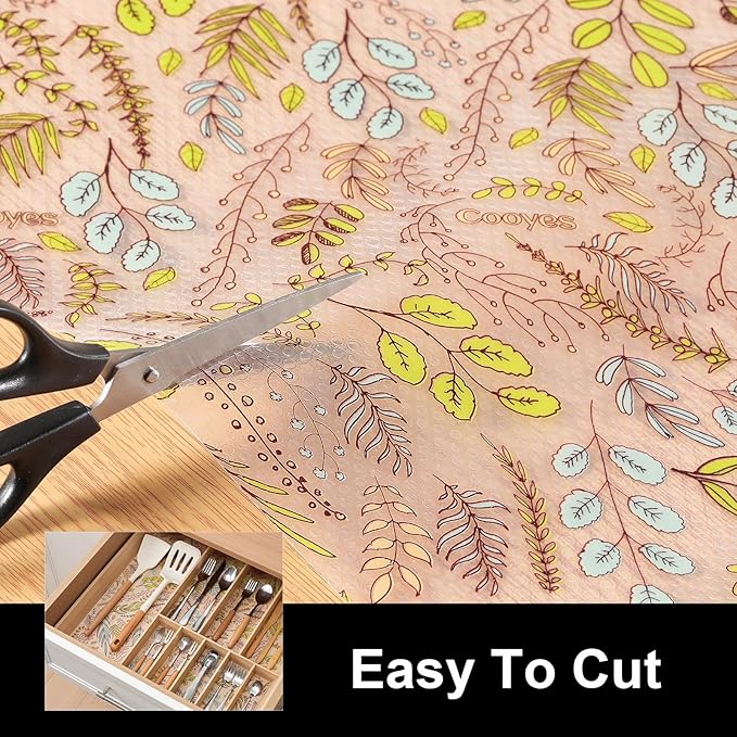 Cooyes Shelf Liner, Non-Adhesive Waterproof Drawer Liner, Durable Easy-to-Cut EVA Shelf Paper for Kitchen Cabinets, Refrigerator, Cupboard, and Dresser （11.8" W x 118" L）