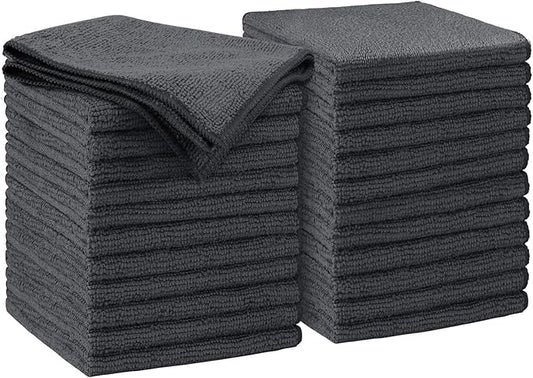AIDEA Microfiber Cleaning Cloth Grey 24PK, Microfiber Towels for Cars, Premium Car Cloths, Dusting Cloth Lint Free Cleaning Rags for SUVs, House, Kitchen, Window, Workshops,11.5×11.5"