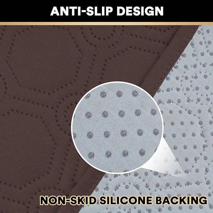 PrinceDeco Waterproof Sofa Cover Diamond Quilted Couch Cover 3 Cushion Sofa Couch Cover for Dogs Furniture Protector Cover with Elastic Straps for Pet Cat(Sofa,Brown)
