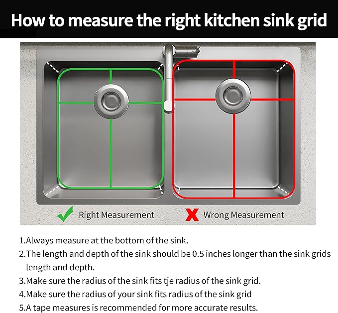 4Pack Stainless Steel Sink Protectors for Kitchen Sink, 13.1"x11.6"x1" Sink Grid Universal with Rear Drain, Rust-Resistant Metal Sink Rack for Bottom of Sink with Sink Strainers (Rear Drain/Set 2)