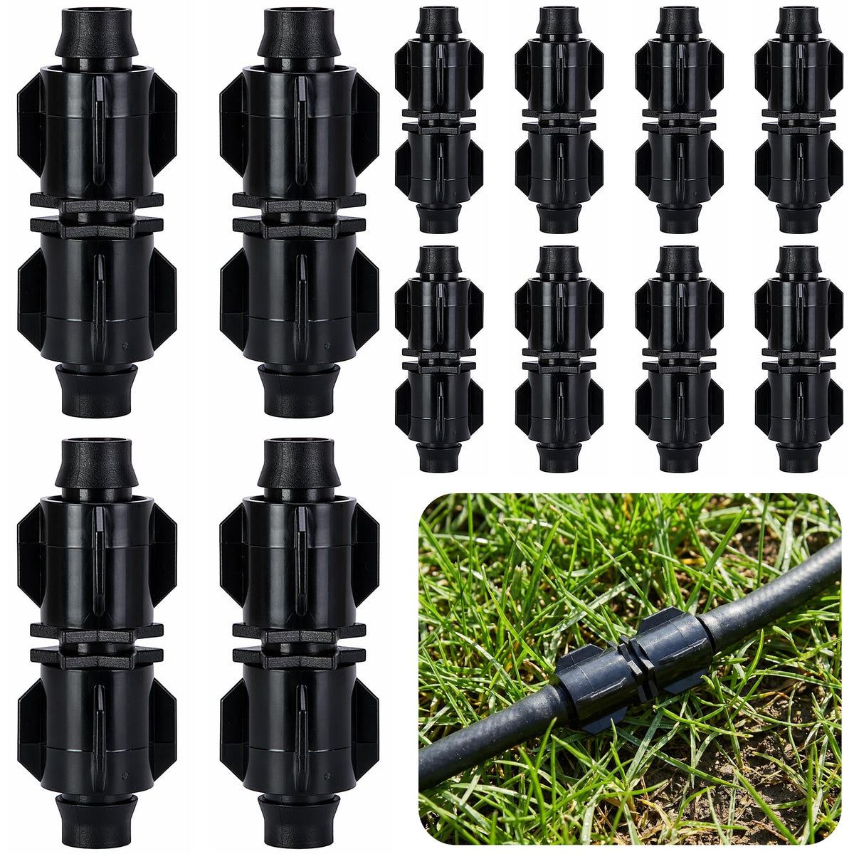 12 Pcs ABS Drip Irrigation Coupling, Quick Connect Tubing - Image 1