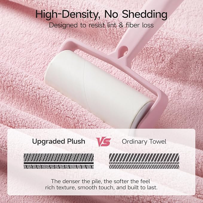 REDKISS 6 Piece Towel Set - Oversized Bath Sheets (70 x35 in), 670GSM Ultra Soft & Highly Absorbent, Quick Dry Pink Bath Towel Sets for Bathroom, Spa, Hotel, Gym