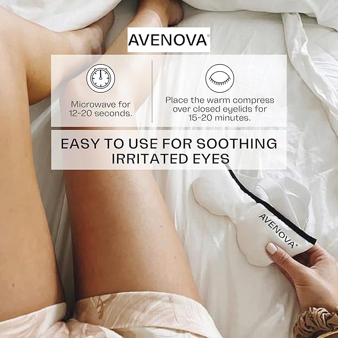 Avenova Eyelid & Eyelash Cleanser Spray 20ml Bottle 3-Pack + Moist Heating Eye Compress Mask Bundle – Pure Hypochlorous Acid & Reusable Mask