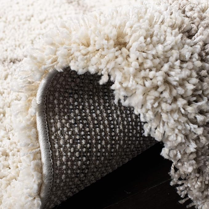 SAFAVIEH Hudson Shag Collection Area Rug - 7' Square, Ivory & Beige, Modern Trellis Design, Non-Shedding & Easy Care, 2-inch Thick Ideal for High Traffic Areas in Living Room, Bedroom (SGH281D)