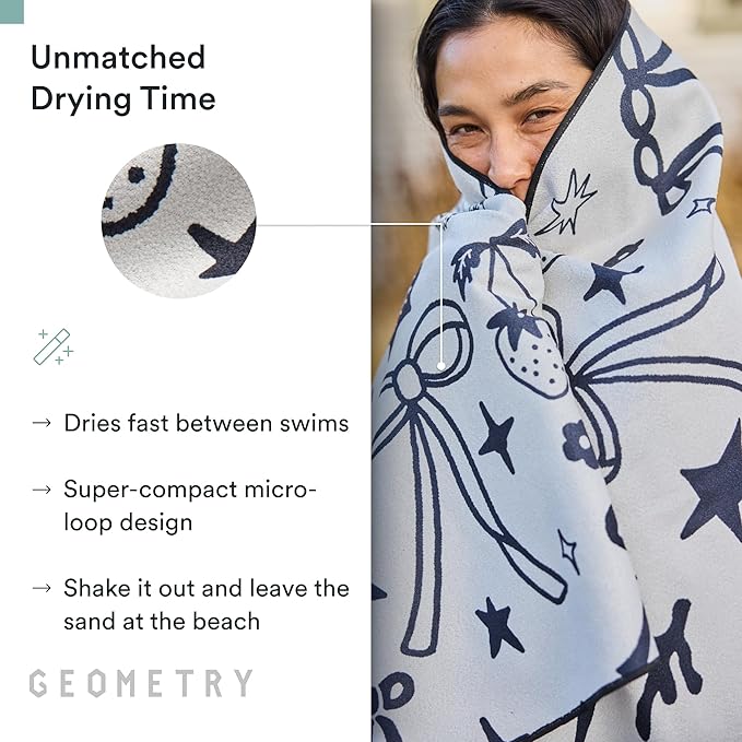 GEOMETRY Micro-Loop Beach Towel – Spring & Summer Collection – Quick-Dry, Sand-Resistant, Ultra-Absorbent Compact Towel for Beach & Travel (Earth and Sea)