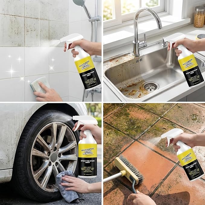 Power Spray，Multi-Purpose Stain Remover, Fast-Acting Formula for Kitchen, Floor, Toilet & Car | Hard Water Deposits, Rust Stains, Yellowing & Tough Grime | Heavy-Duty Surface Deep Cleaner