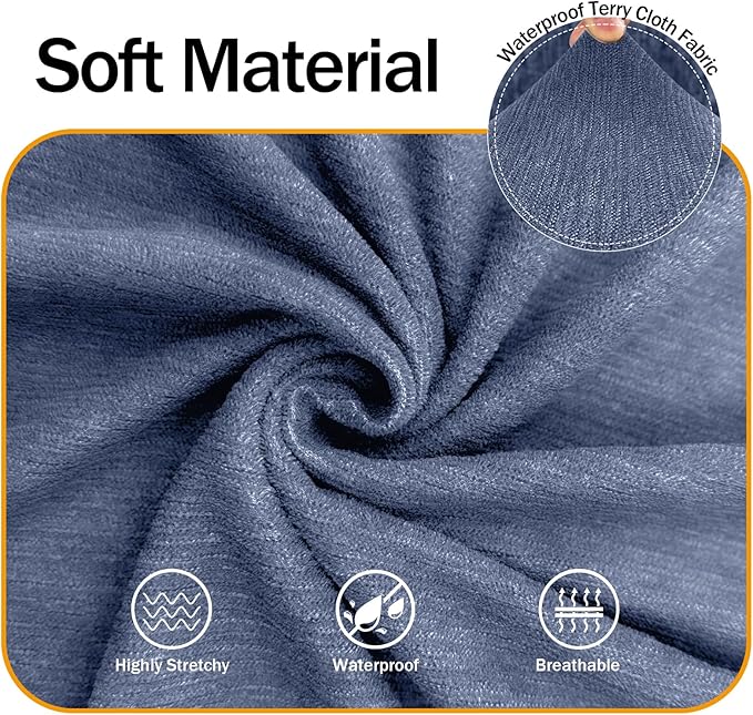 Waterproof Couch Cover, Stretch Non-Slip Oversized Sofa Slipcover with Elastic Bottom Stay-in-Place - Leakproof Furniture Protector for Kids & Pets - Washable (Oversized Sofa, Blue Gray)