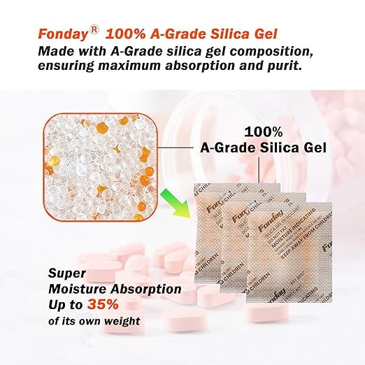 10g x 30 packs Fonday Rechargeable Silica Gel Desiccant Packets Fast Reactivate Desiccant Bags Moisture Indicating Orange to Green