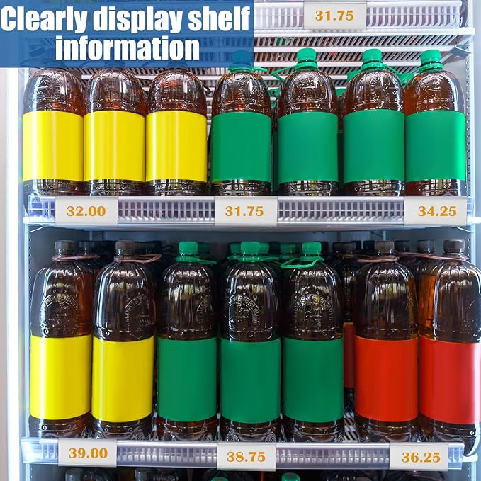Kathfly 100 Pack Wire Shelf Label Holders Shelf Cable Tags for Wire Shelving 3 Viewing Angles 3" Adjustable Clear Plastic Rack Label Holder Retail Clips Compatible with 1-1/4in Metro Shelving