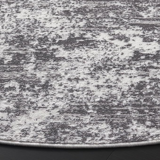 SAFAVIEH Amelia Collection Area Rug - 6'7" Round, Charcoal & Ivory, Modern Abstract Design, Non-Shedding & Easy Care, Ideal for The Living Room, Dining, Bedroom (ALA705H)
