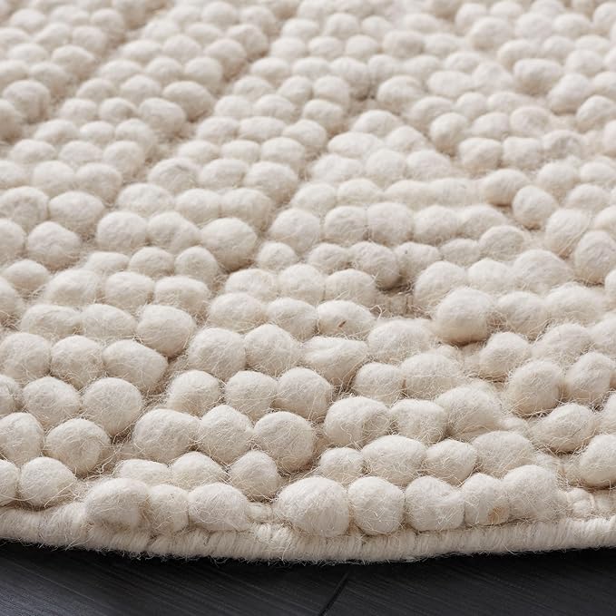 SAFAVIEH Natura Collection Area Rug - 6' Round, Ivory, Handmade Moroccan Boho Trellis Wool, Ideal for High Traffic Areas in Living Room, Bedroom (NAT224A)