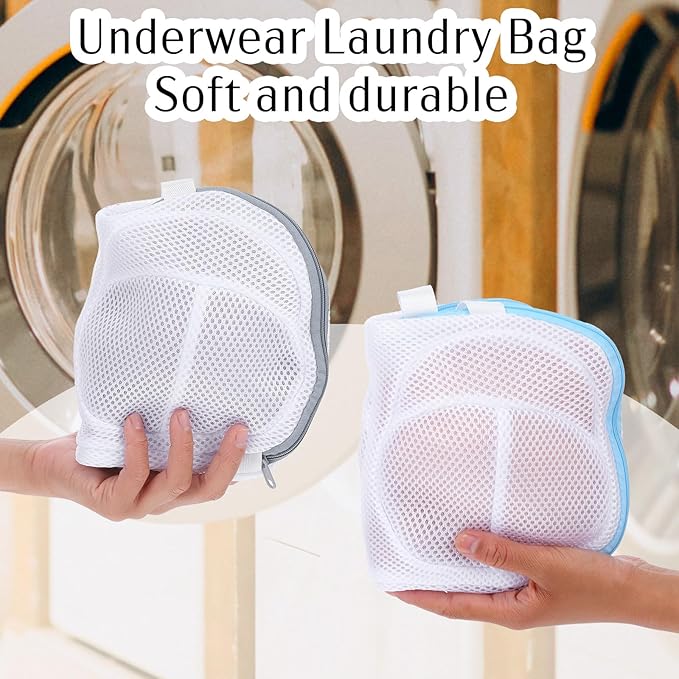 2 Pack Bra Bags for Laundry, Reusable Bra Washer Protector, Bag Underwear Brassiere Washing Net Bags with Zipper for Washing Machine Bras Organizer, A to C cup
