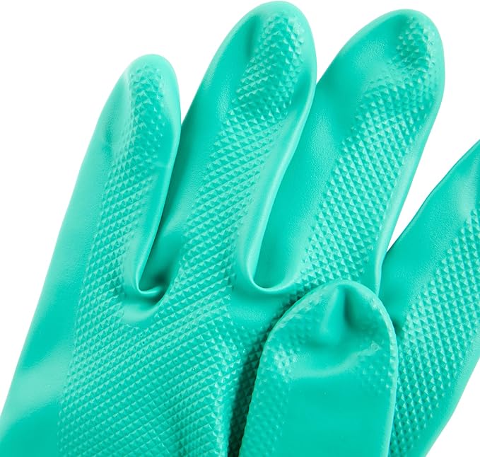 Restaurantware-Clean Tek Professional 15 Mil Small Cleaning Gloves, 1 Pair Of Long Cuff Gloves - Flock Lining, No-Powder, Green Nitrile Chemical Tolerant Gloves, No-Latex, Heavy-Duty Tasks