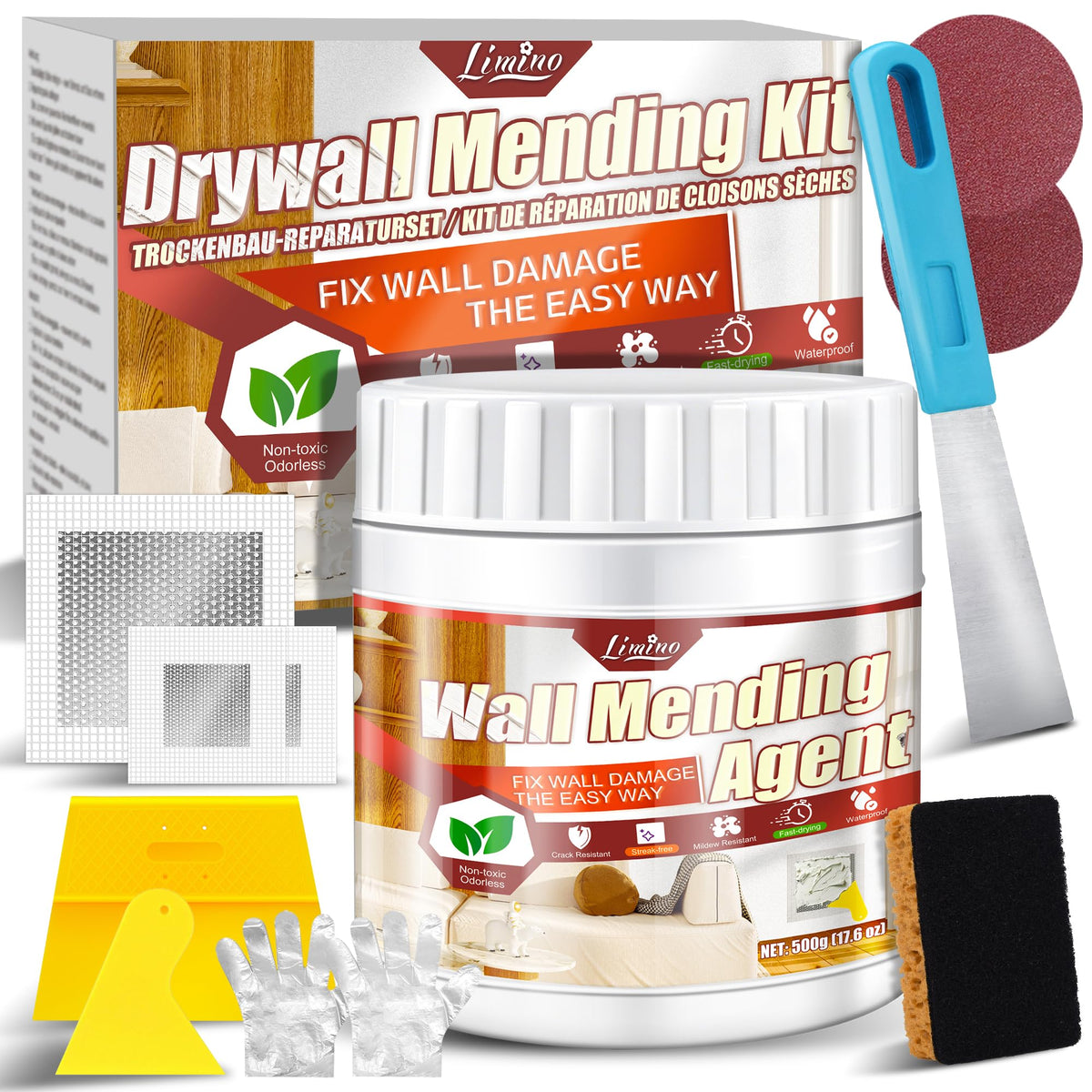 Drywall Repair Kit, 17.6oz Wall Patch Set for Fast Wall | Home Repair - Image 1