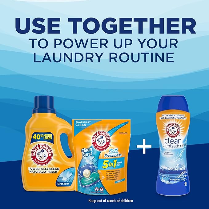 Arm & Hammer Liquid Laundry Detergent, Clean Burst | 105 Loads | 105 fl oz | Pack of 2