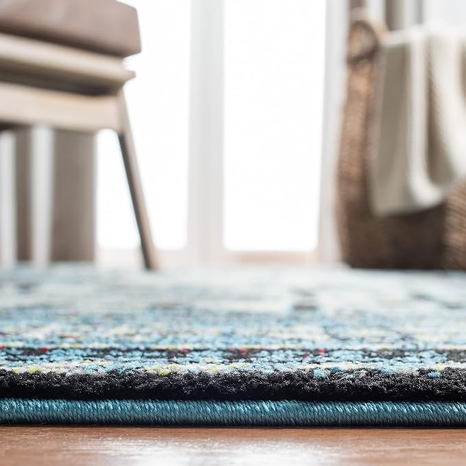 SAFAVIEH Vintage Hamadan Collection X-Large Area Rug - 11' x 15', Light Blue & Black, Oriental Design, Non-Shedding & Easy Care, Ideal for High Traffic Areas in Living Room, Bedroom (VTH213M)