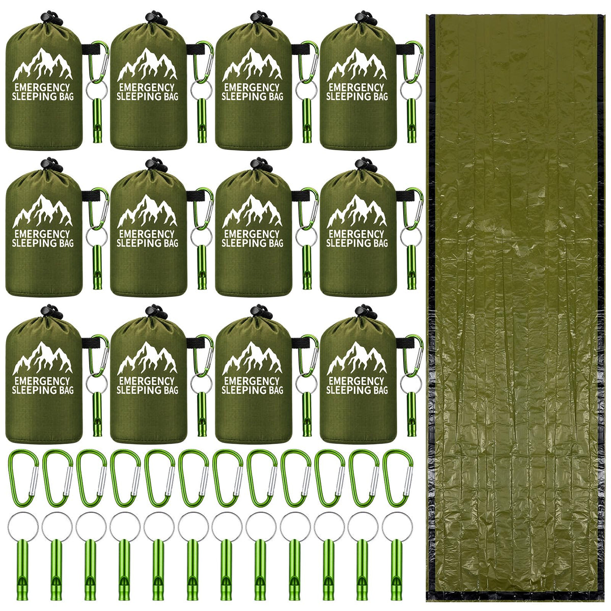 12 Pack Emergency Sleeping Bag for Adults, Survival Bivy Sack - Image 1