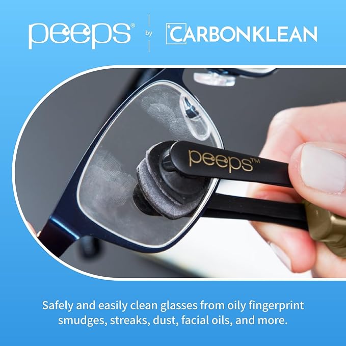 CarbonKlean Peeps Eyeglass Cleaner - Efficient and Durable Carbon Microfiber Technology - Exclusively Used by NASA - 500 Uses (Red, 2 Pack)