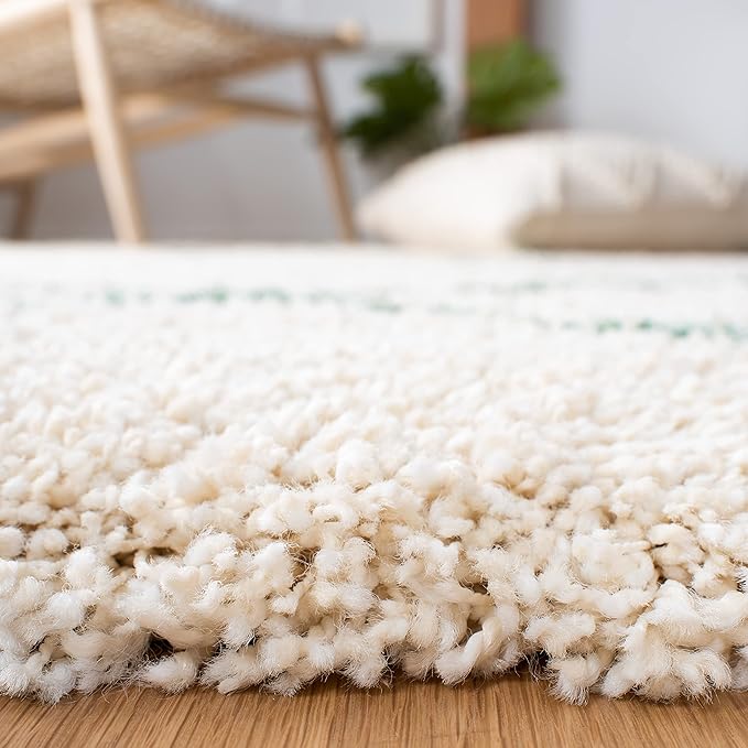 SAFAVIEH Hudson Shag Collection Accent Rug - 3' x 5', Ivory & Green, Modern Trellis Design, Non-Shedding & Easy Care, 2-inch Thick Ideal for High Traffic Areas in Foyer, Living Room, Bedroom (SGH281X)