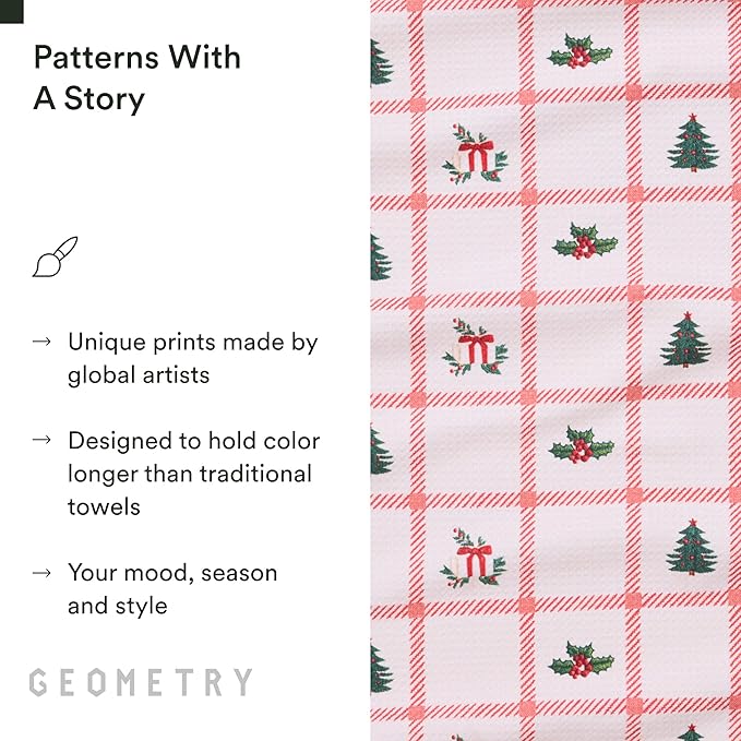 GEOMETRY Christmas Kitchen Towels - Quick Dry Microfiber Cloth Dish Towels for Kitchen Drying - Premium Quick Dry Towel - Tidings