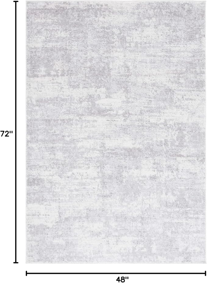 SAFAVIEH Amelia Collection Accent Rug - 4' x 6', Ivory & Light Grey, Modern Abstract Design, Non-Shedding & Easy Care, Ideal for High Traffic Areas in Living Room, Bedroom, Dining (ALA700F-4)