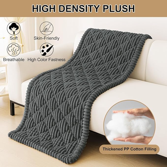 Smiry Pet Couch Cover for Dogs Washable, Non-Slip Fuzzy Couch Covers for 3 Cushion Sofa Pet Friendly, Soft Thick Furniture Protector Sofa Slipcover Mat for Dogs (Dark Grey, 27.6" x 70.9")