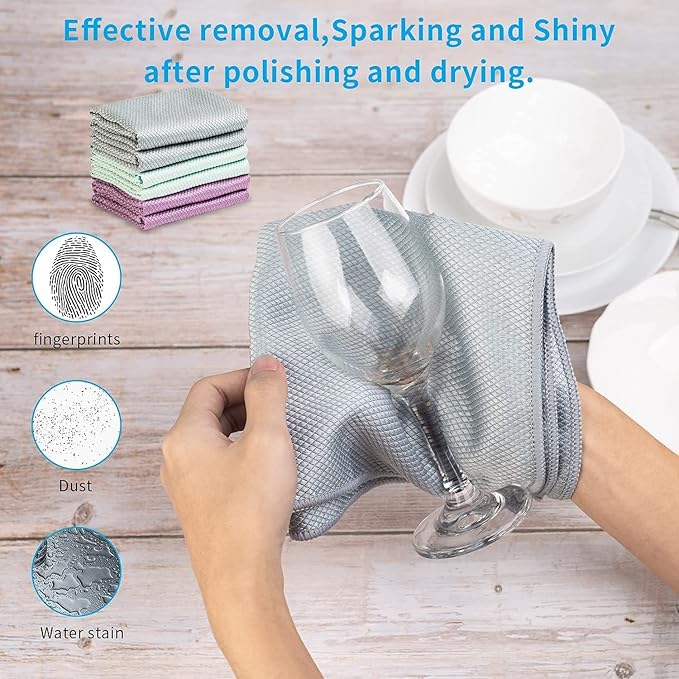 Microfiber Glass Cleaning Cloths | Streak Free Windows Mirrors & Cars Windshields Cleaning Towel | Glass Polishing Cleaning Cloth | All-Purpose Dust Dirt Cleaning Rags | Lint Free Pack of 18