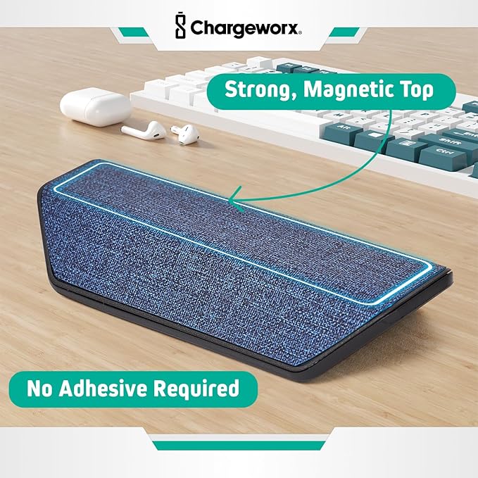 CHARGEWORX Magnetic Cable Organizer – Weighted Non-Adhesive Cord Holder with 3 Magnetic Clips for USB-C, Lightning & MagSafe Cables – Desk, Office & Nightstand Cable Management