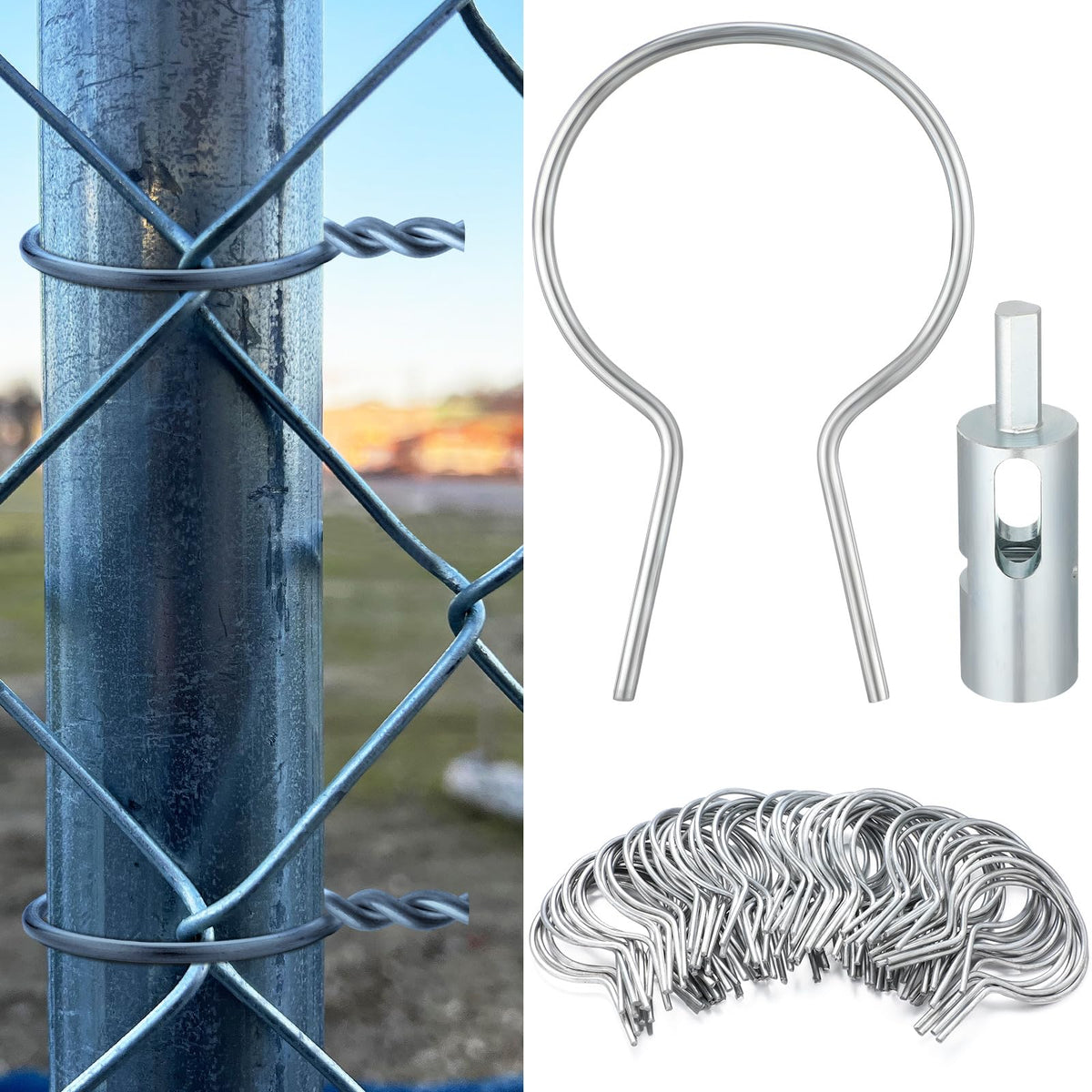 Hicarer 200 Pcs Chain Link Fence Ties EZ Twist 9 Gauge, 1-7/8" Od - Image 1