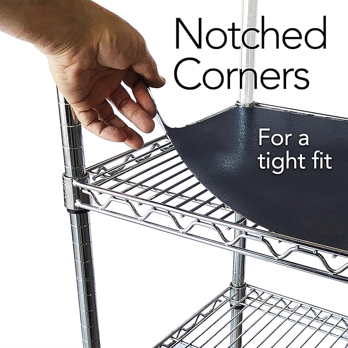 RESILIA Shelf Liner Set for Wire Shelving Rack – 4 Pack, 18 Inch Long x 48 Inch Wide, Black Plastic Vinyl Covers for Kitchen, Pantry, & Garage Racks, Made in The USA