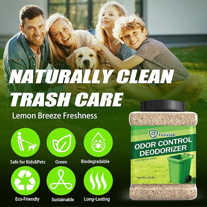 1.5 lbs Trash Can Deodorizer & Absorber – Outdoor Garbage Bin Odor Eliminator for Dumpster, Trash Barrel & Recycling Can, Long-Lasting Fresh Clean Scent