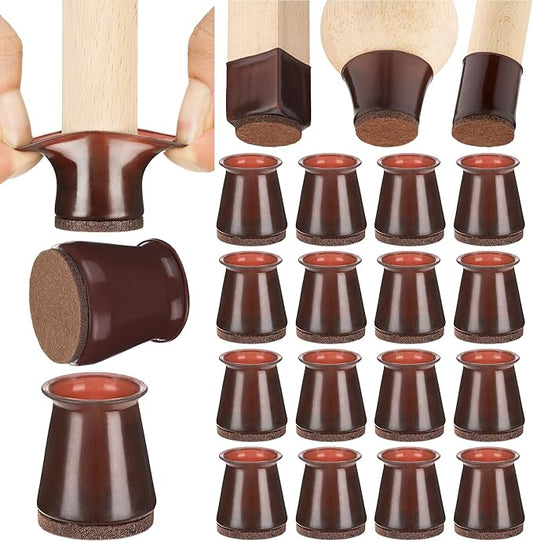 Aneaseit Chair Leg Floor Protectors - 16 pcs Dark Walnut - Felt Bottom Silicone Pads for Hardwood Floors & Furniture Feet - Rubber Caps for Chairs - Small
