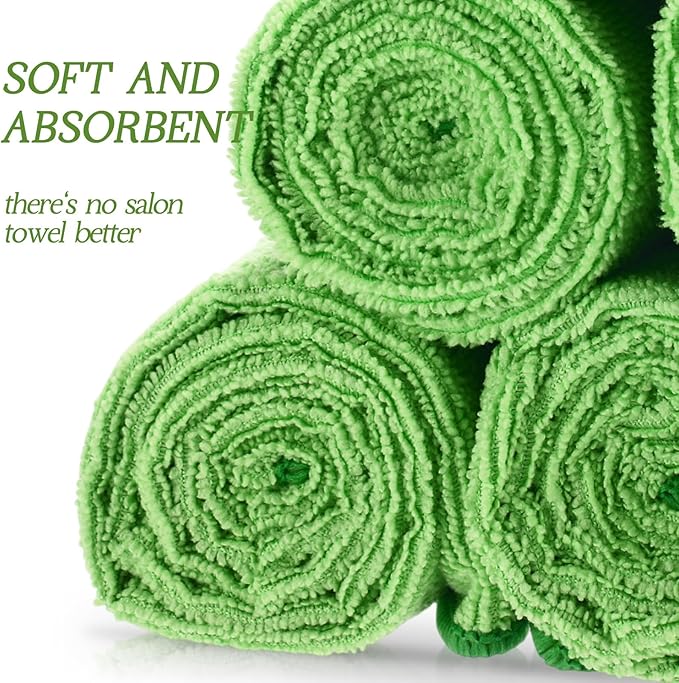 Shimeyao 40 Pack Bleach Proof Towels Microfiber Absorbent Resistant Hair Hand Towels Bulk Quick Dry for Barber Gym Bath Spa Shaving (Sage Green,16 x 29 Inch)