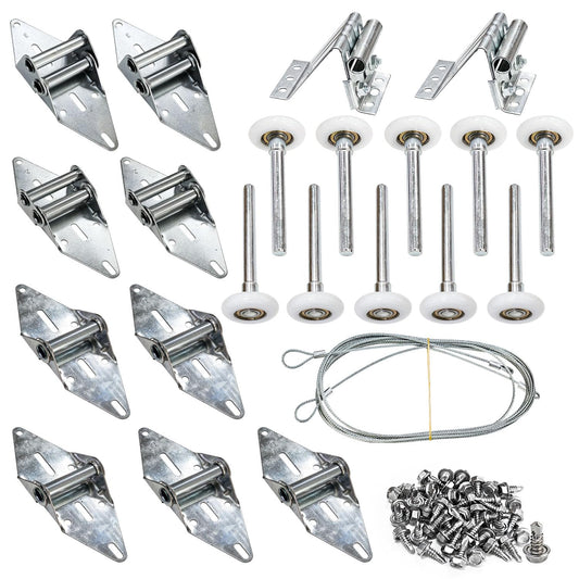 Garage Door Rollers Hinges Set, Track Wheels/Hinges/Top - Image 1