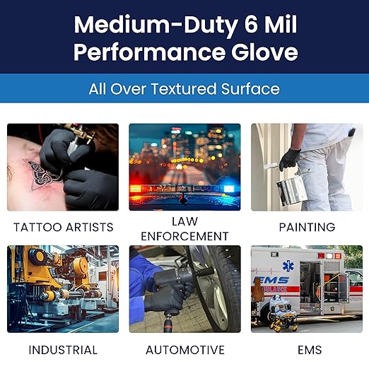 Adenna SHADOW Disposable Nitrile Gloves – 6 Mil, Medical Grade Exam Rubber Glove with Textured Grip, Non-Latex & Powder-Free, Case of 1000, Medium, Black