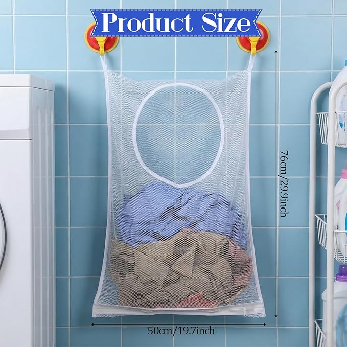 Hanging Laundry Hamper Bag, Breathable Mesh Laundry Hamper over the Door Laundries Hampers Large Foldable Portable Laundries Bag for Dirty Clothes Organization and Storage (30 X 20 Inch)