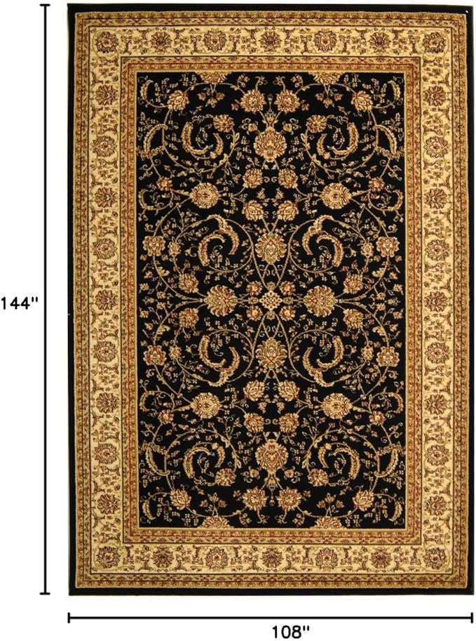 SAFAVIEH Lyndhurst Collection Area Rug - 9' x 12', Black & Ivory, Traditional Oriental Design, Non-Shedding & Easy Care, Ideal for High Traffic Areas in Living Room, Bedroom (LNH219A)