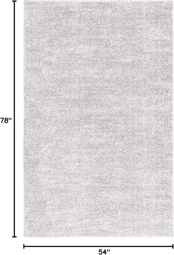 SAFAVIEH Berber Shag Collection Accent Rug - 4'5" x 6'5", Grey & Ivory, 1.2-inch Thick Ideal for High Traffic Areas in Entryway, Living Room, Bedroom (BER563G)