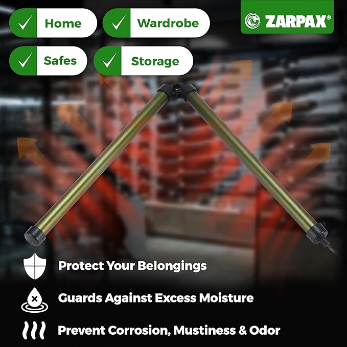 2 Pack Gun Safe Dehumidifier Rod | Dehumidifier Rod For Enclosed Spaces, Gun Safe & Vault, Cabinets | Protect Valuables & Stop Humidity, & Moisture | Foldable, 4 Mounting Brackets | 32''/81cm