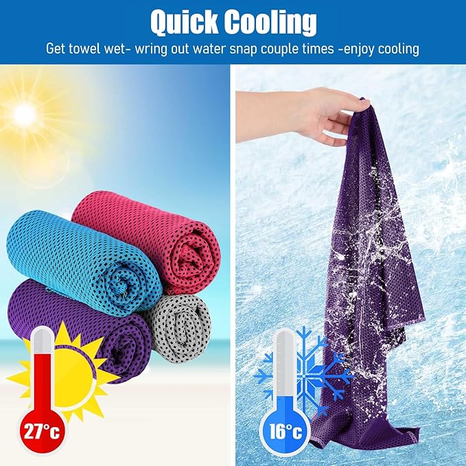 BBTO 100 Pack Cooling Towel - Microfiber Cold Sports Sweat Rags Neck & Face Breathable Ice Chilly Towel for Gym Yoga Golf Workout Beach Accessories