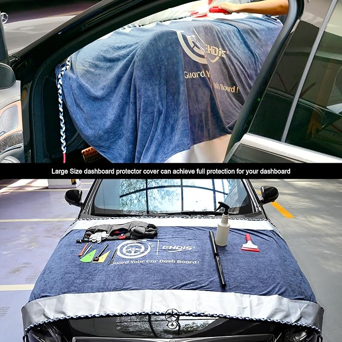 EHDIS Window Tinting Dash Cover Protection,3 in 1 Super Absorbent Car Dashboard Towel Tool Soak Rope Waterproof Cloth Cover for Vehicle Windshield Dash Window Scratch Free Tint Tools
