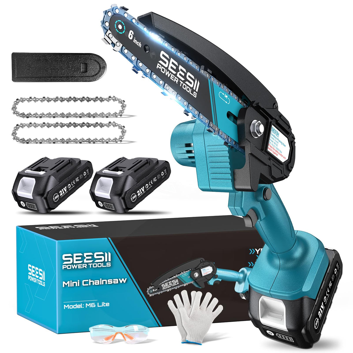 Seesii Mini Chainsaw, 6-inch Mini Chainsaw Cordless - Image 1
