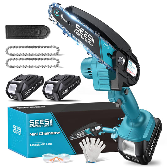 Seesii Mini Chainsaw, 6-inch Mini Chainsaw Cordless - Image 1