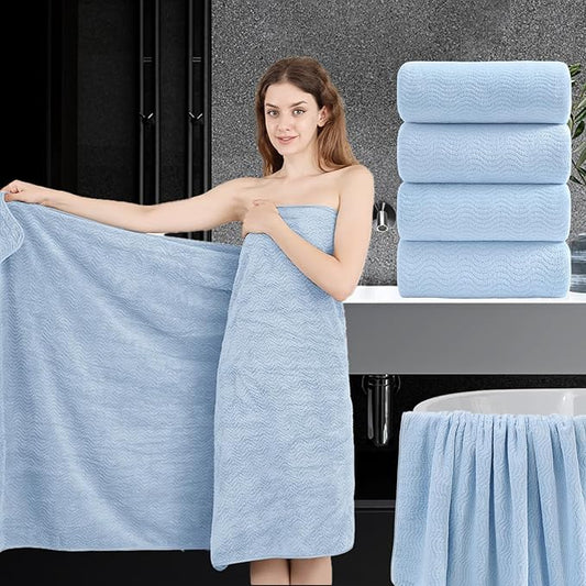 4 Piece Extra Large Bath Towel 35"x70" Oversized Bath Sheet Blue Bath Towel Set for Bathroom Ultra Soft Cozy Highly Absorbent Quick Dry Bathroom Towel for Spa Gym Hotel,Shower Towel for Daily Use