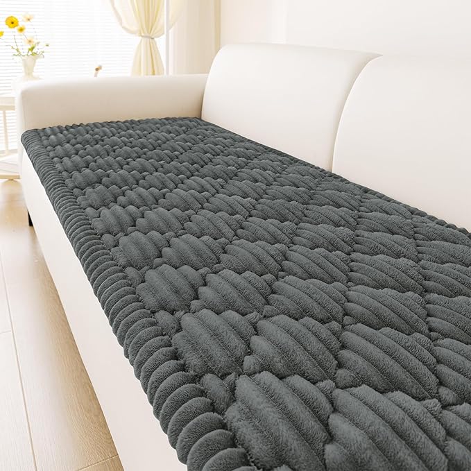 Smiry Pet Couch Cover for Dogs Washable, Non-Slip Fuzzy Couch Covers for 3 Cushion Sofa Pet Friendly, Soft Thick Furniture Protector Sofa Slipcover Mat for Dogs (Dark Grey, 27.6" x 59")