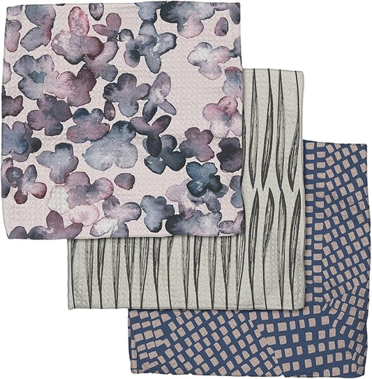 GEOMETRY Kitchen Dish Cloths - Quick Dry Dishcloths for Kitchen - Premium Dish Rags with Geoweave - 3-Pack Set Tiny Petals