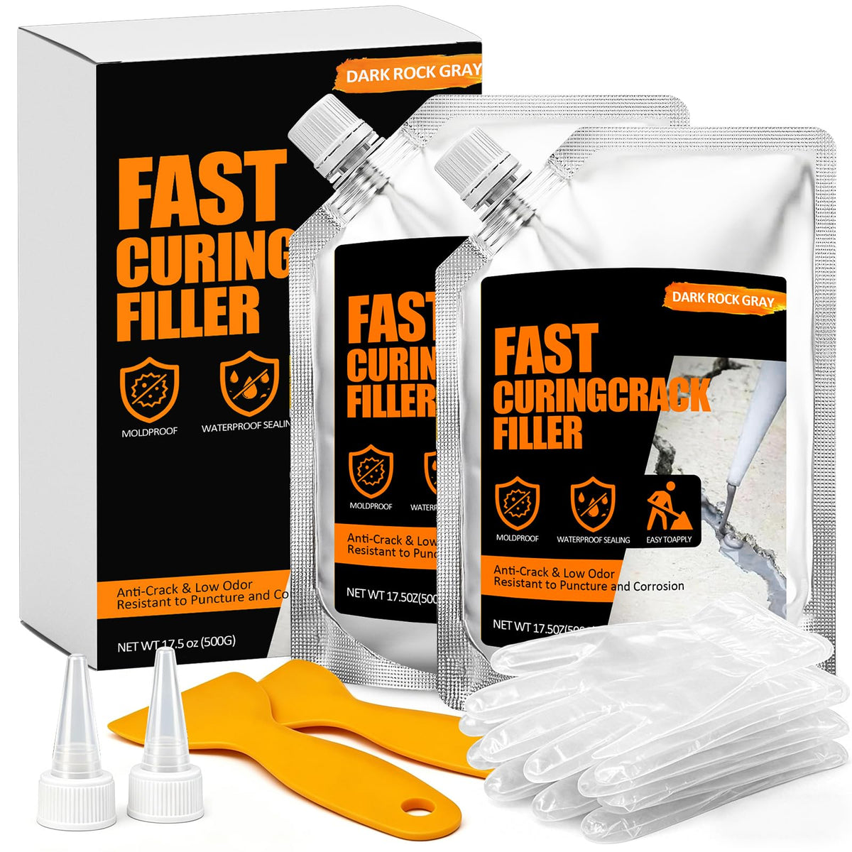 Concrete Crack Filler 2 PACK, Self-Leveling Cement Crack Repair - Image 1